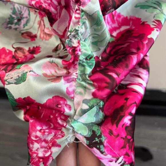 For Love & Lemons Mint Floral Cutout Ruched Midi Dress - Picture 7 of 8